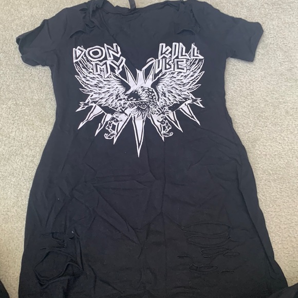 T Dress distressed cut collar M - Picture 1 of 2